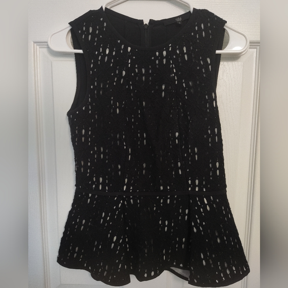 Tibi Peplum Black and White Top